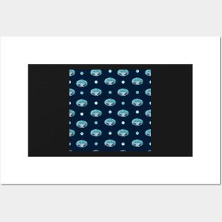 Polka Jellies Ocean Blue Posters and Art